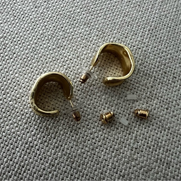 Organic Wide Gold Hoops - Picture 4 of 7